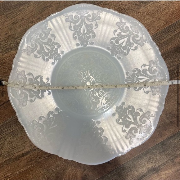 Vintage Macbeth Evans Depression Glass Monax White American Sweetheart 12" Plate - Picture 4 of 7